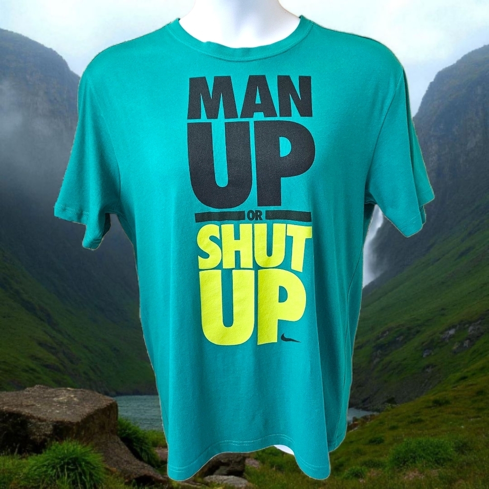 Nike Teal and Yellow Graphic Tee